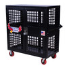 American Hawk Industrial Security Cart 60''W x 31''D x 64.75''H - Locking Utility Cart With Adjustable Shelf AH1555BLK